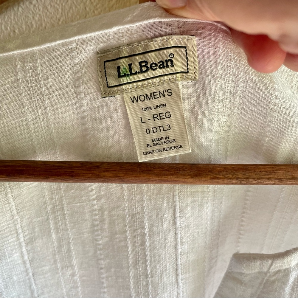 L.L. Bean 100% Linen Lagenlook Top. White Women's Size Large - Picture 9 of 15